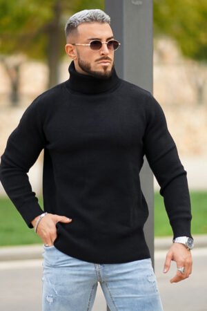 GINGTTO Mens Slim Fit Turtleneck Sweater Knitted Pullover Sweaters
